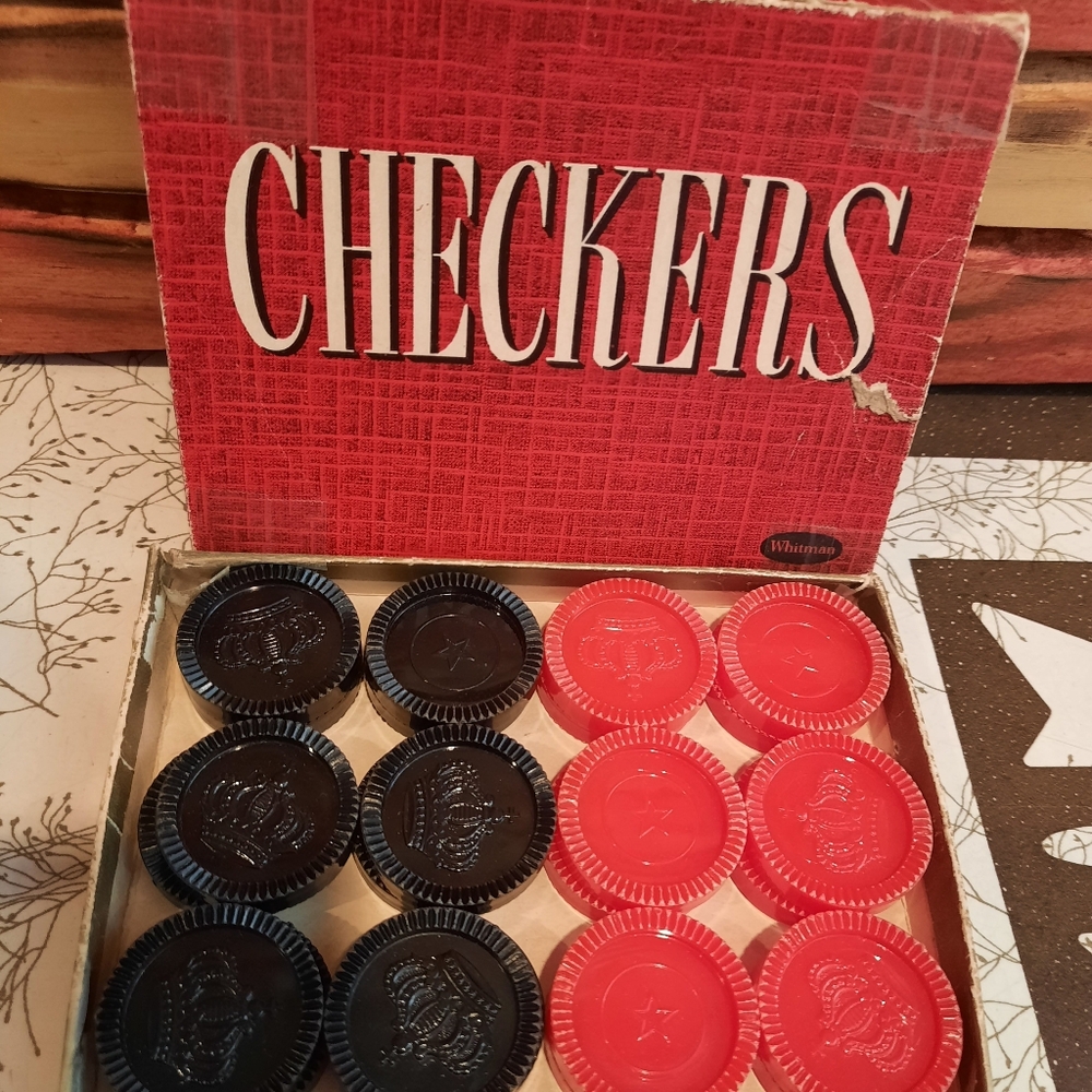 Vtg Crown Checkers set in box Whitman Game